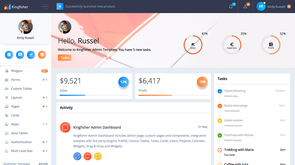 Bootstrap 4 Admin Dashboard