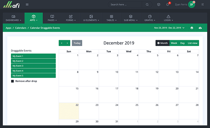 Calendar Draggable Events